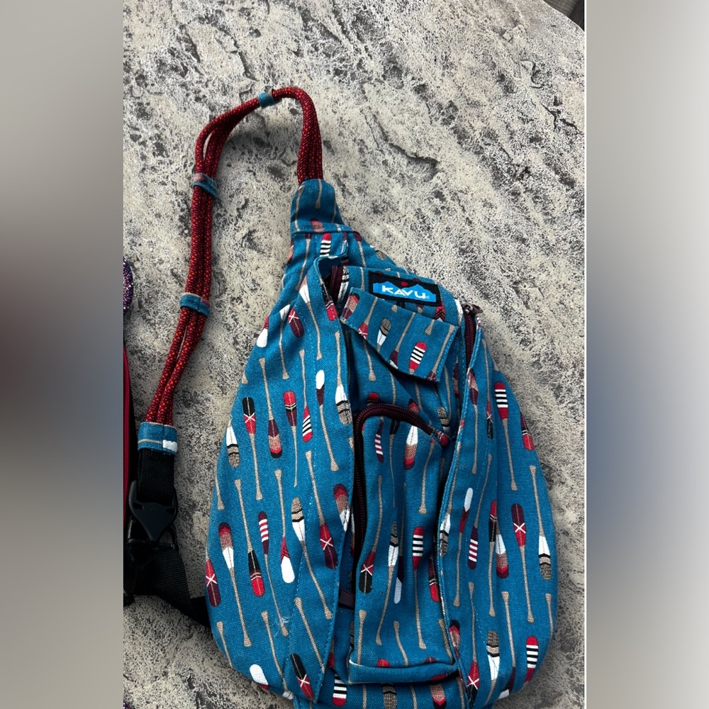 KAVU Geometric Sling Bag in Yellow and Blue
